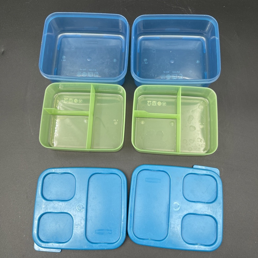 Rubbermaid LunchBlox Entrée Containers 6 Pc Set 2 Lids‎ 2 Dividers BPA Free